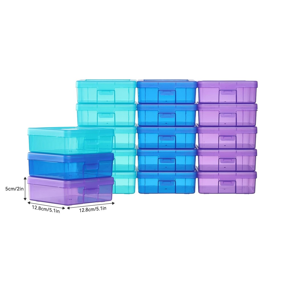 18 Pack Small Plastic Storage Containers Clear Arts & Crafts Storage Boxes & ...