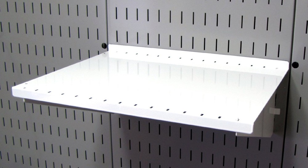 12in Deep White Pegboard Shelf Assembly, Slotted Tool Board, Organizer, Bracket