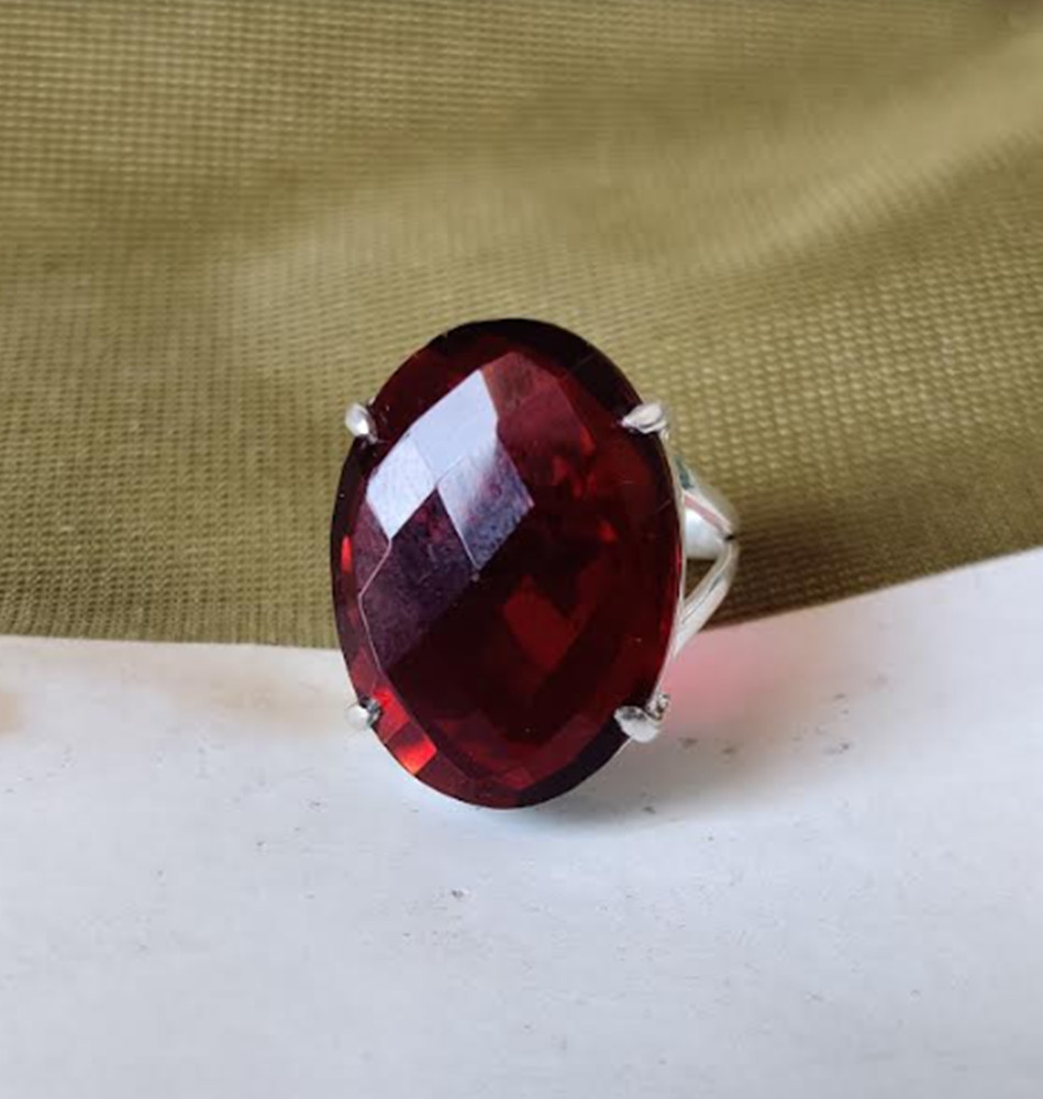 Garnet Ring Solid 925 Sterling Silver Beautiful Ring Perfect All Size Mo*