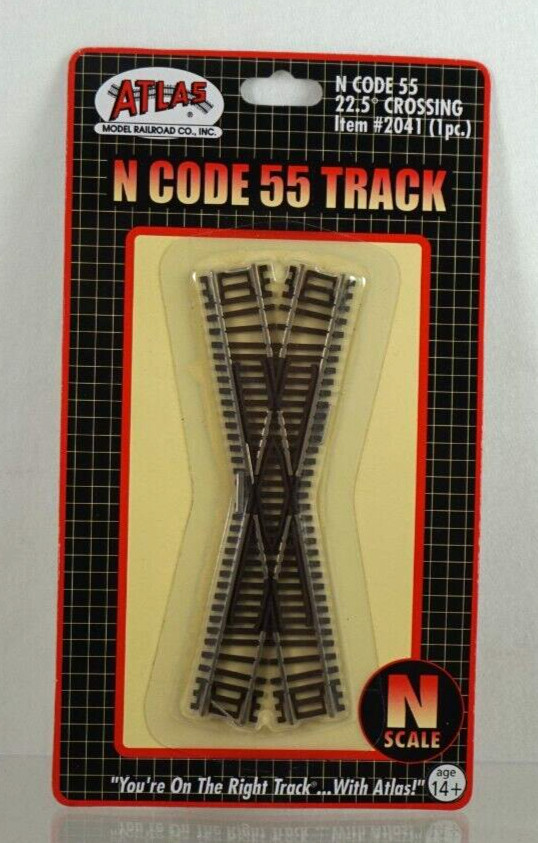 NOS Atlas N Code 55 Track 22.5° CROSSING N Scale Layout Accessory - 2041