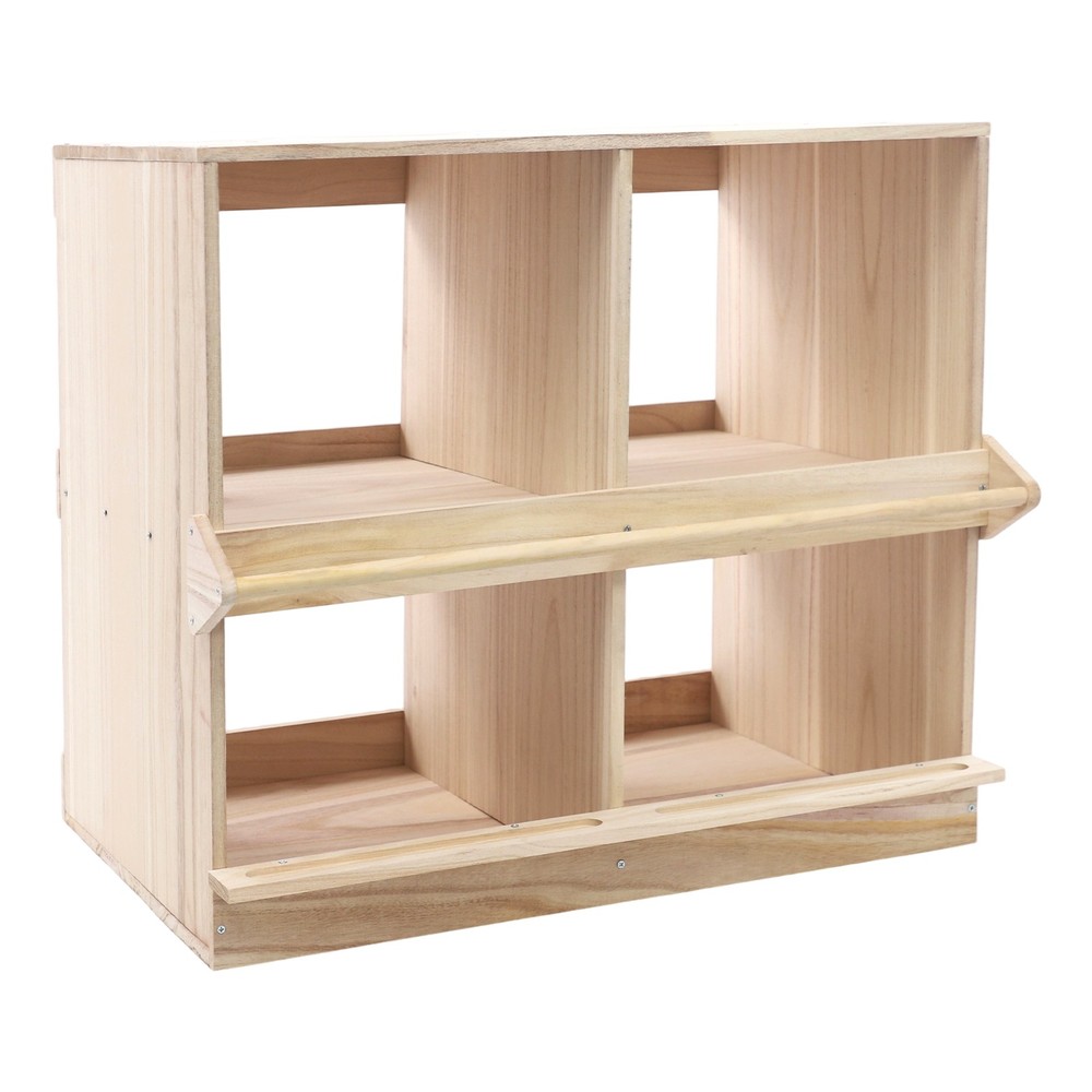 Chicken Nesting Box 4 Compartment Wooden Nesting Boxes for Chickens with Perches