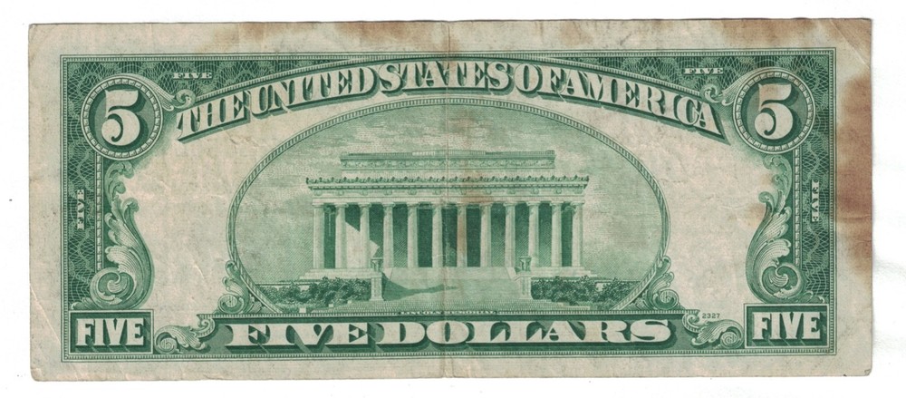 **1953 A $5 FIVE DOLLARS SILVER CERTIFICATE STAR NOTE FR 1656*