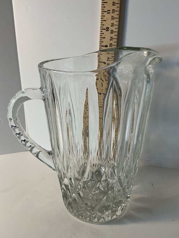 vintage Anchor Hocking Glass Pitcher 9”