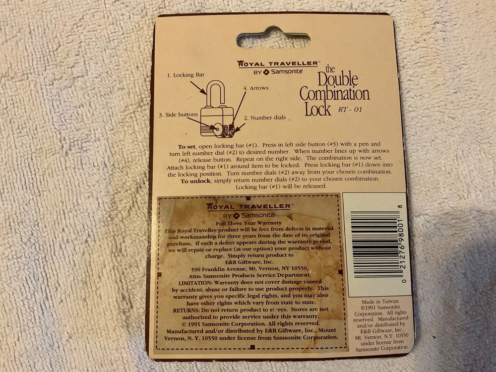 Royal Traveller by Samsonite Double Combination Lock #RT-01