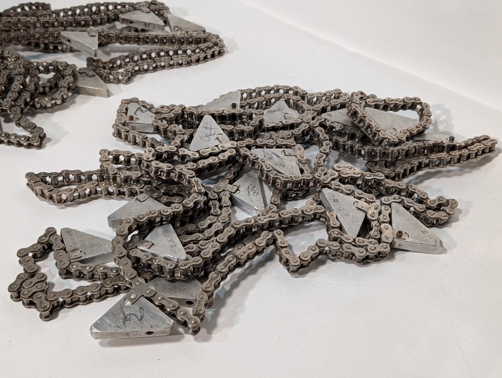 (2) 20' HKK #40 Roller Chain with Triangular Attachments for Conveyor 1/2" Pitch