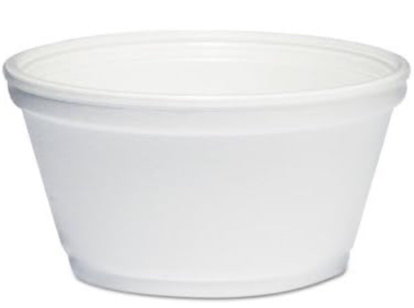 DCC 8SJ20 Foam Container, 8oz, White, 1000/Carton