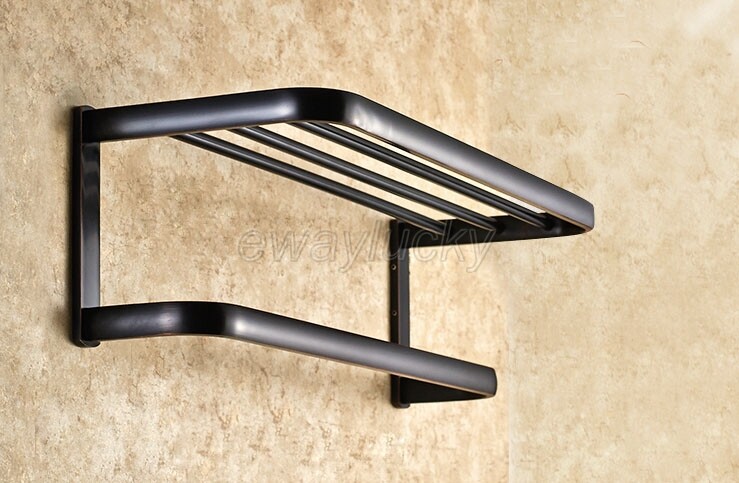 Oil Rubbed Bronze Bathroom Wall Mounted Double Towel Rail Rack Towel Shelf