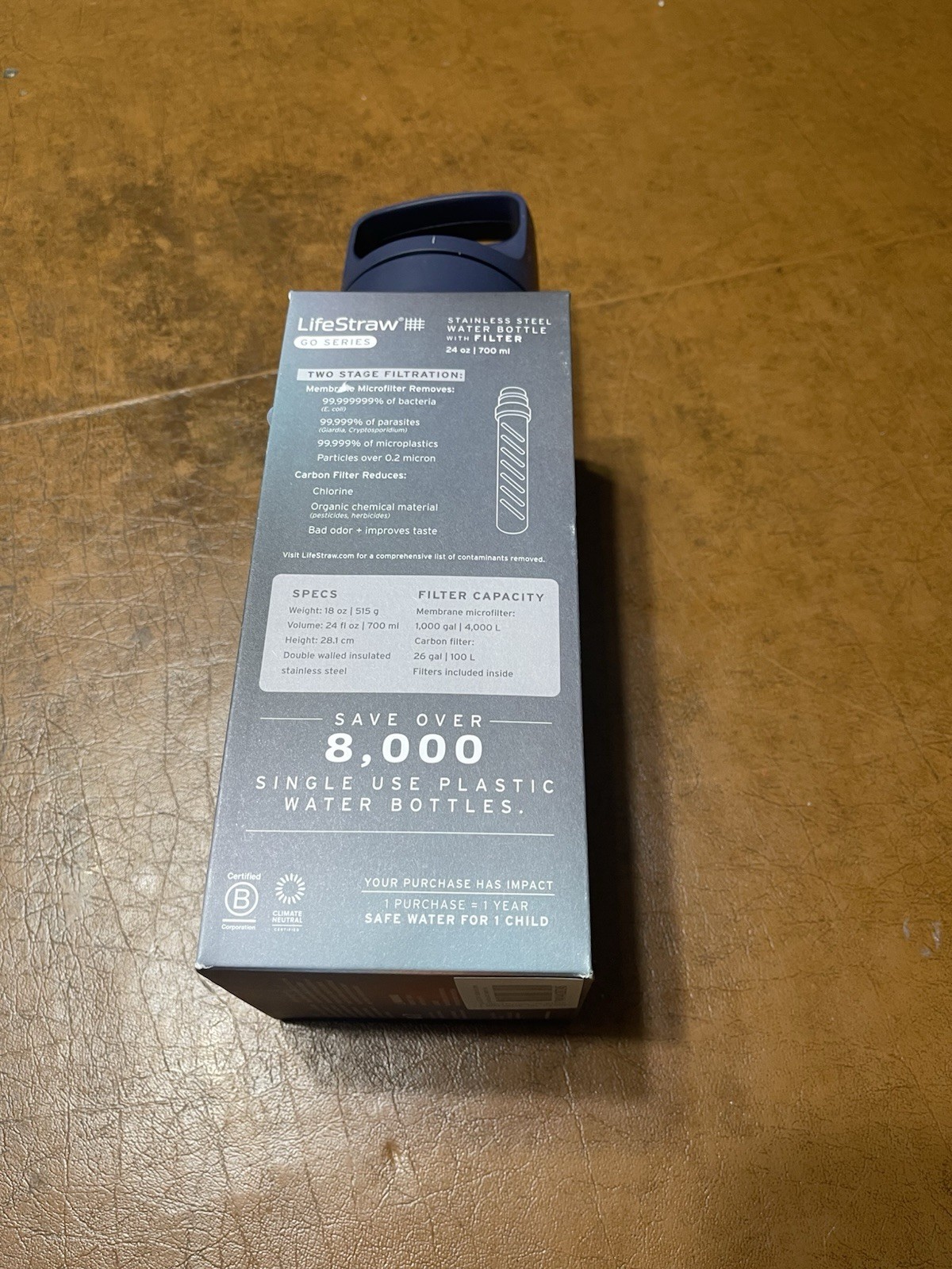 Go Series 24 oz. Stainless Steel Water Bottle with Filter - Aegean Sea