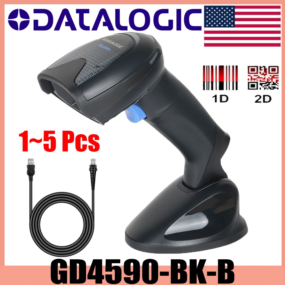 Datalogic Gryphon GD4590-BK-B 2D Handheld Barcode Scanner W/ USB Cable & Base US