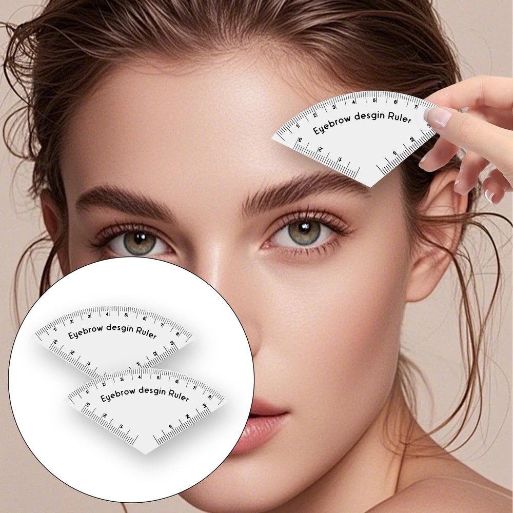 2Pcs Fast Drawing Eyebrow Design Ruler Mapping Tool, Brow Shaping Template Se...