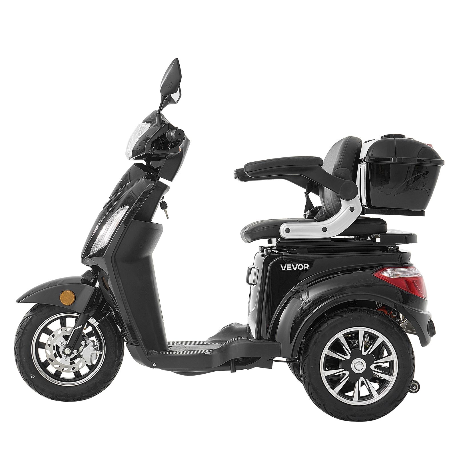 VEVOR Heavy Duty 3-Wheel Mobility Scooters 21.5 Miles 3-Speed 500lbs Capacity