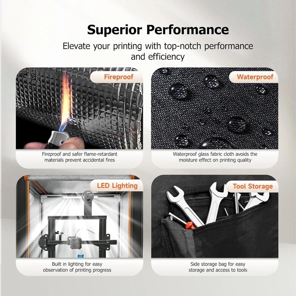 Fireproof 3D Printer Tent with LED Lighting - Upgrade Your Printing Experience