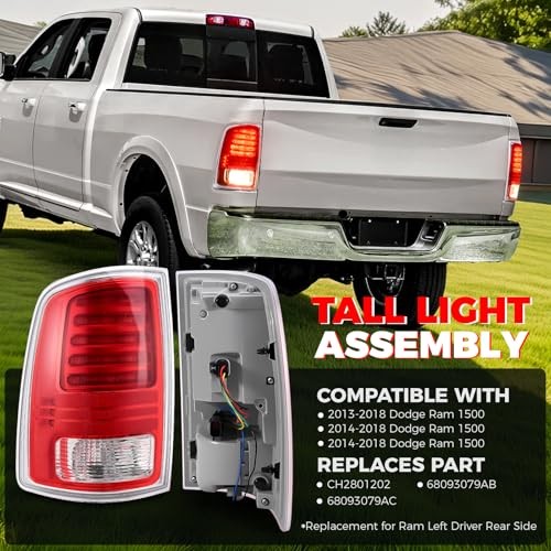 Ram LED Tail Light Assembly Compatible with 2013 2014 2015 LED Left Driver Side
