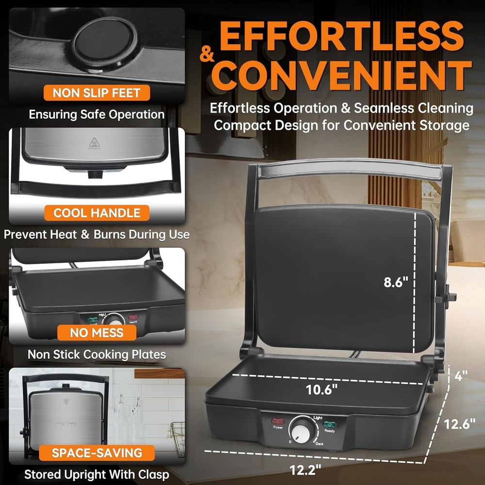 Panini Press Electric Griddle,Panini Grill Press Sandwich Maker Press,Grilled..