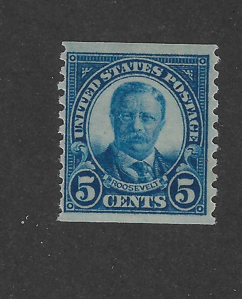 SCOTT  602, 1924, 5 CENT  dark blue REGULAR ISSUE COIL SINGLE MNH .
