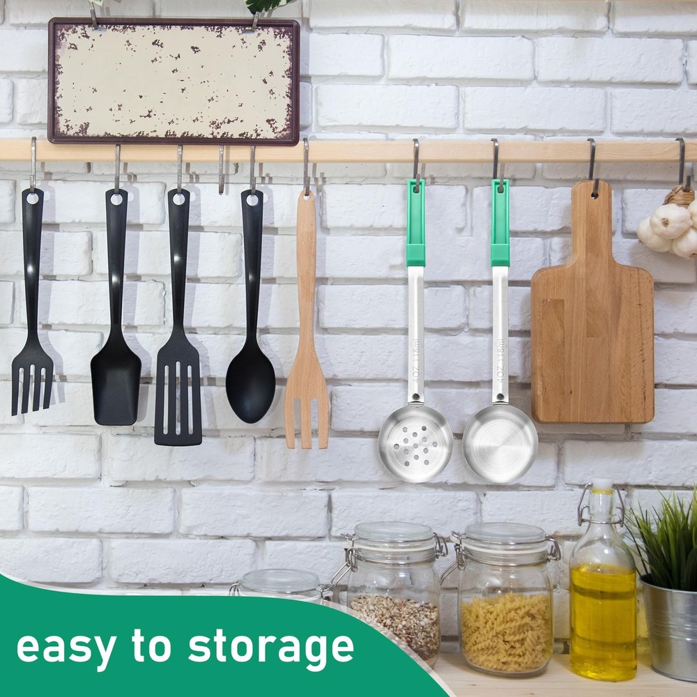 8 Pcs Portion Control Serving Spoons Portion Scoops Cups Solid and Slotted St...