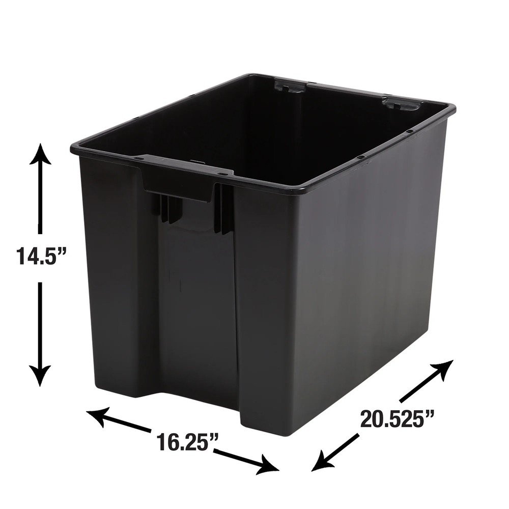 Hyper Tough Garage Plastic Storage Bin Large Nesting Stacking, Black