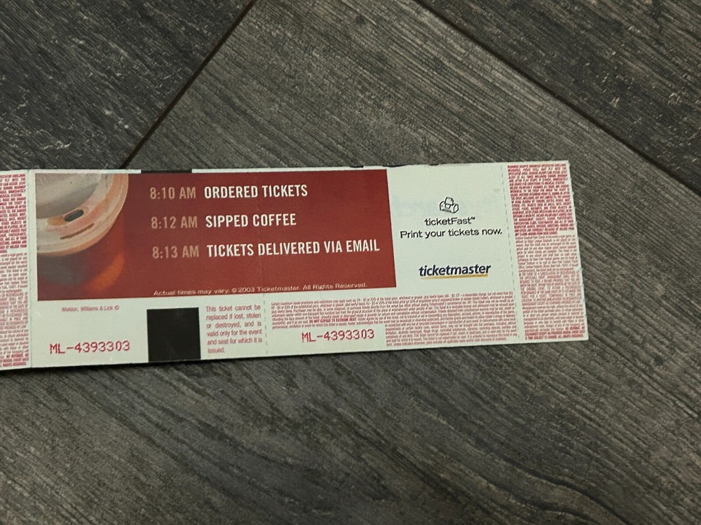 KISS FULL TICKET STUB Attached Set Camden NJ 2004 Rock The Nation Concert Tour