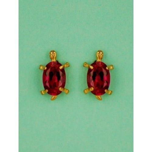 14k Yellow Gold Turtle Birthstone Stud Earring