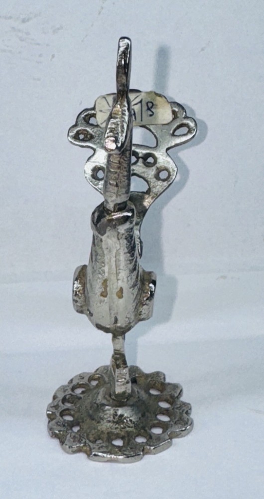 Unique Antique Vintage Solid Silver Brass Kohl Empty Flask Peacock Bird Figure
