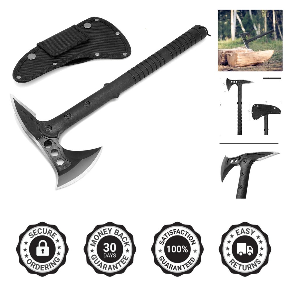 Camping Axe, Survival Throwing Hatchet with Sheath, Tactical Tomahawk with Sp...