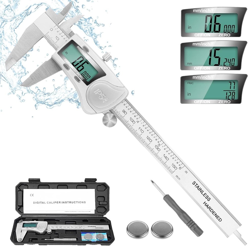 High-Precision 6 Inch Digital Caliper with LCD Screen - Waterproof & Durable