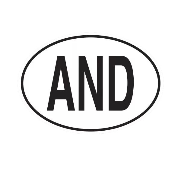 AND Andorra Country Code Oval Sticker Decal