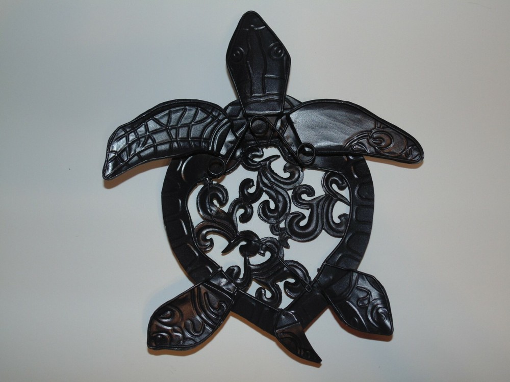CAPIZ & METAL RUSTIC TURTLE WALL HANGING, BEACH DECOR TROPICAL NAUTICAL