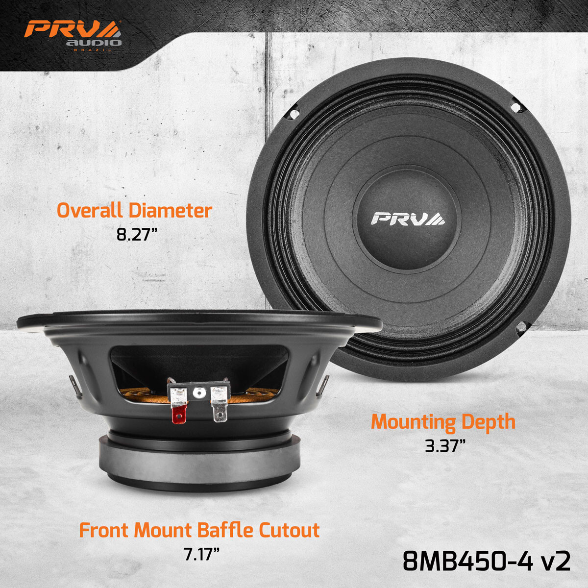 2x PRV Audio 8MB450-4 8" Midbass PRO Audio Speaker 900 Watts 4 Ohms - PRV 8MB