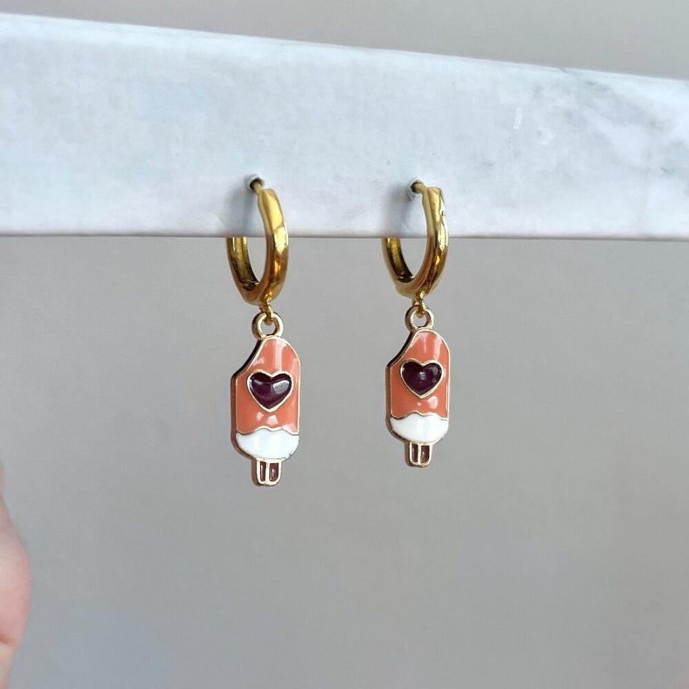 Heart Popsicle Gold Huggie Hoops