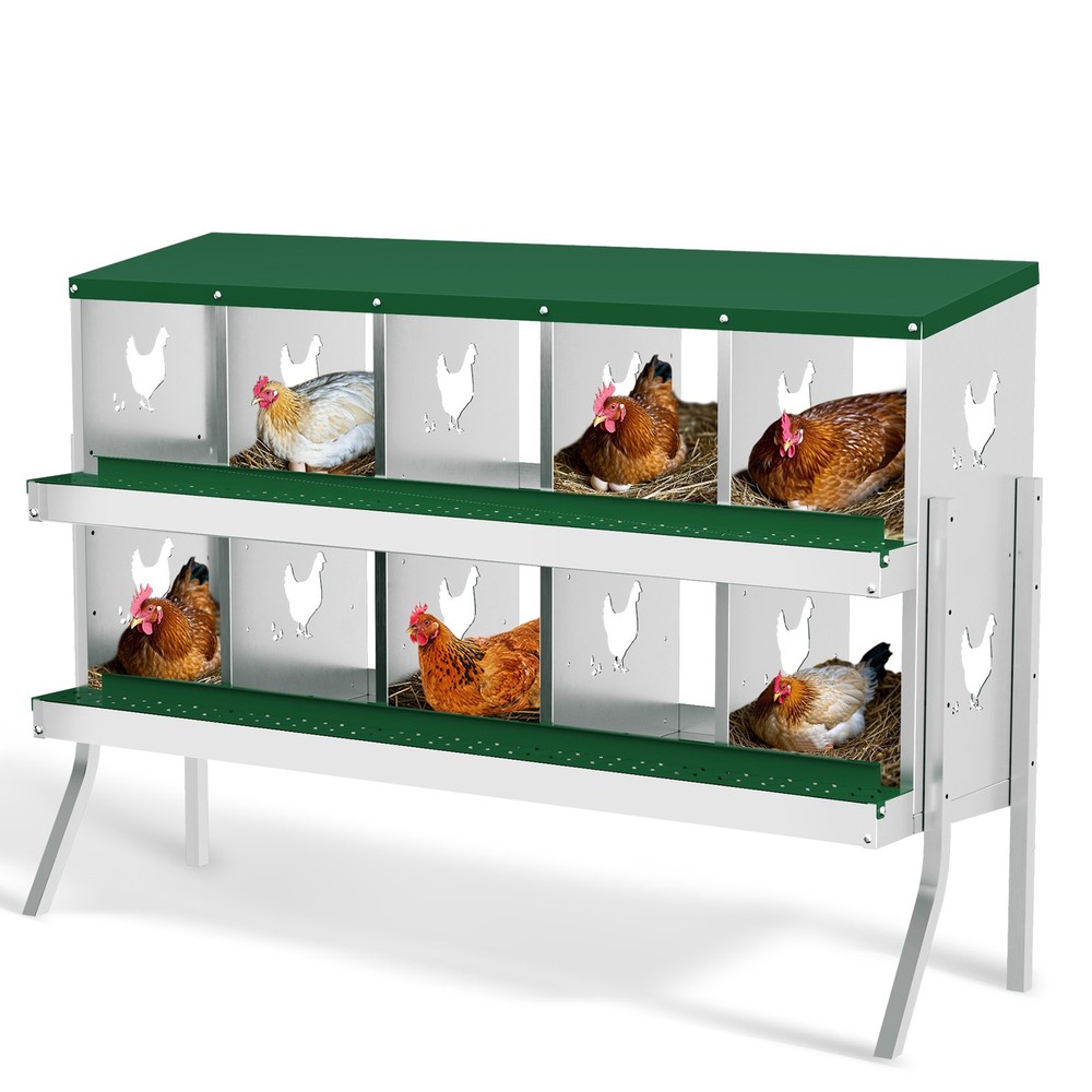 10 Holes Chicken Nesting Box, Metal Chicken Nesting Boxes, with Bracket Legs