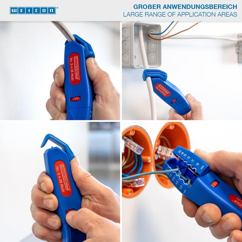 WEICON Cable Stripper No. S 4-28 Multi | Integrated one size, Blue/Red