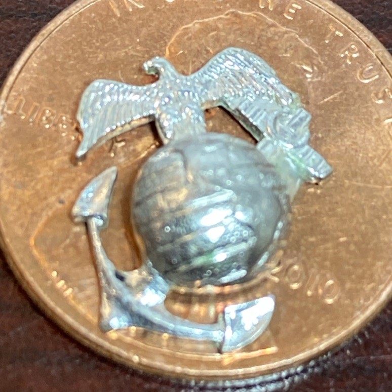 WWII Sterling USMC EGA Eagle Globe Anchor Home Front Sweetheart Pin TINY SOLID