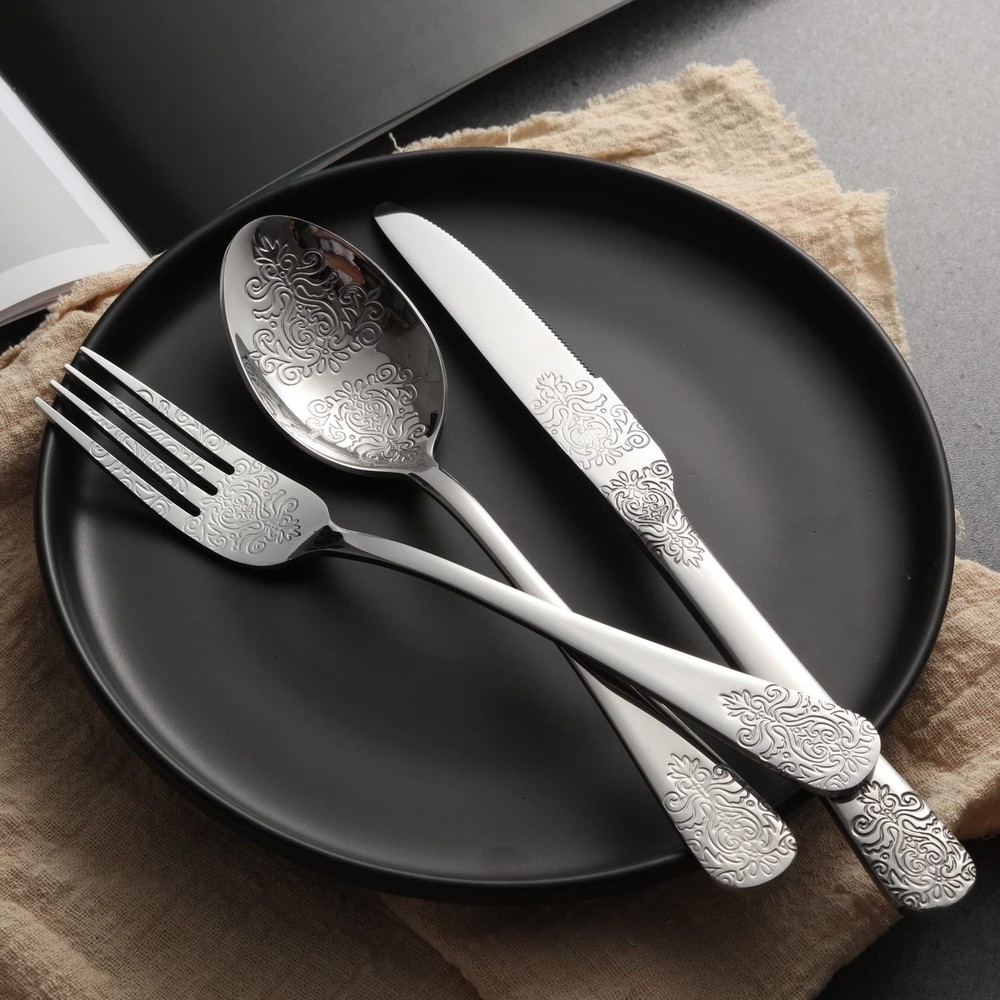 40 PCS Stainless Steel Silverware Flatware Cutlery Set Service 8 Tableware