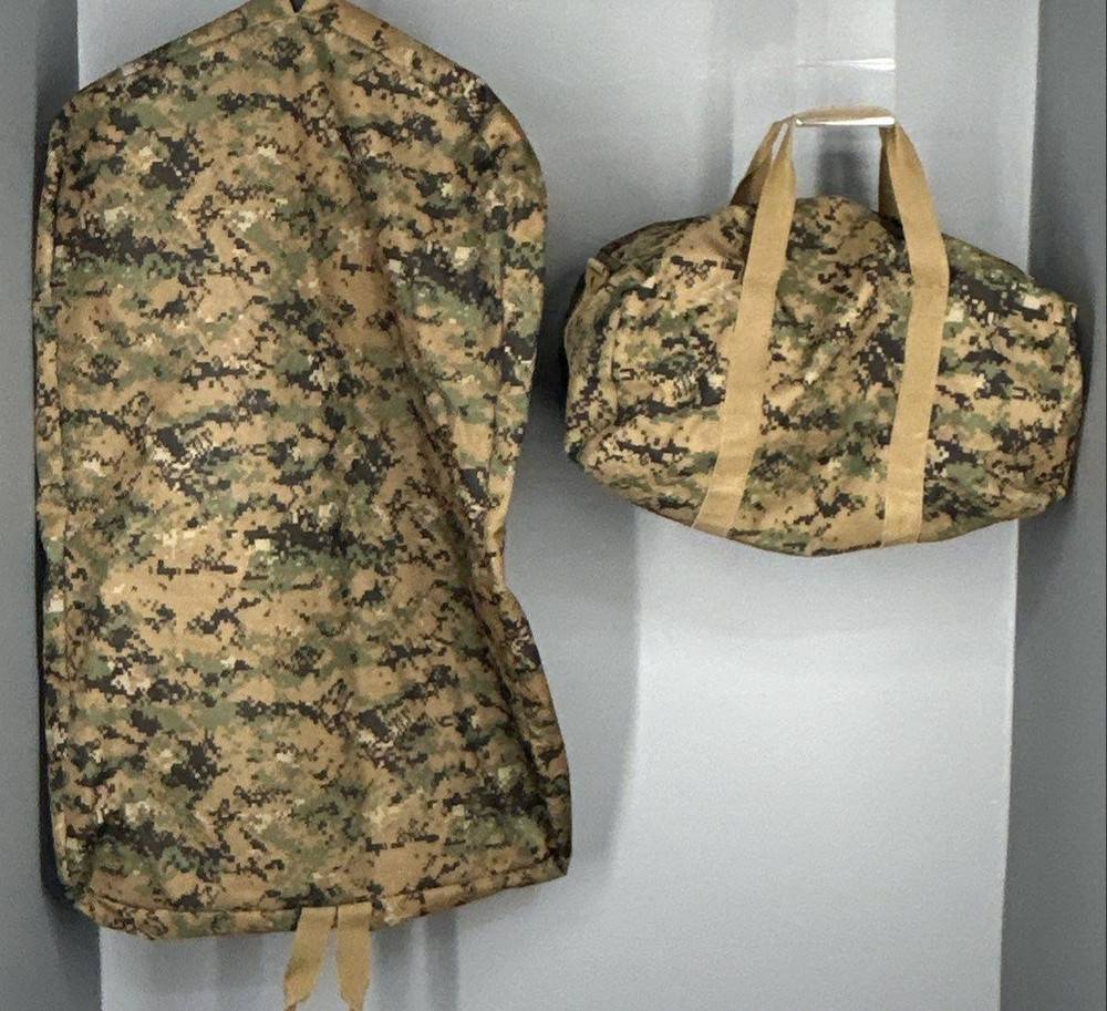 Code Alpha Tactical Gear USMC Camo Garment Bag Marine Military 2pc Set, EUC