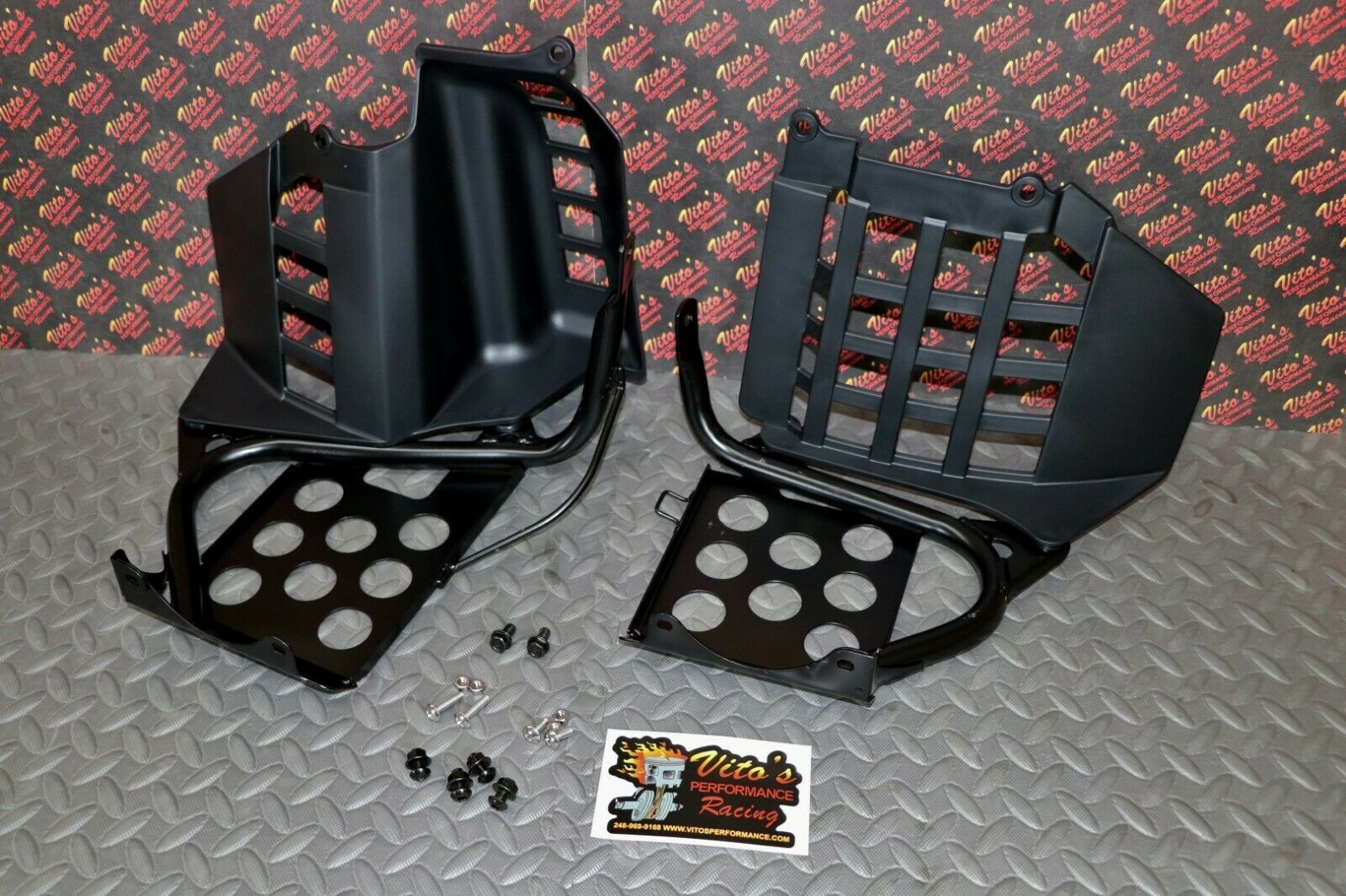 Black Heel Guards footrest Yamaha Banshee nerf bars plastics + HARDWARE BOLT KIT