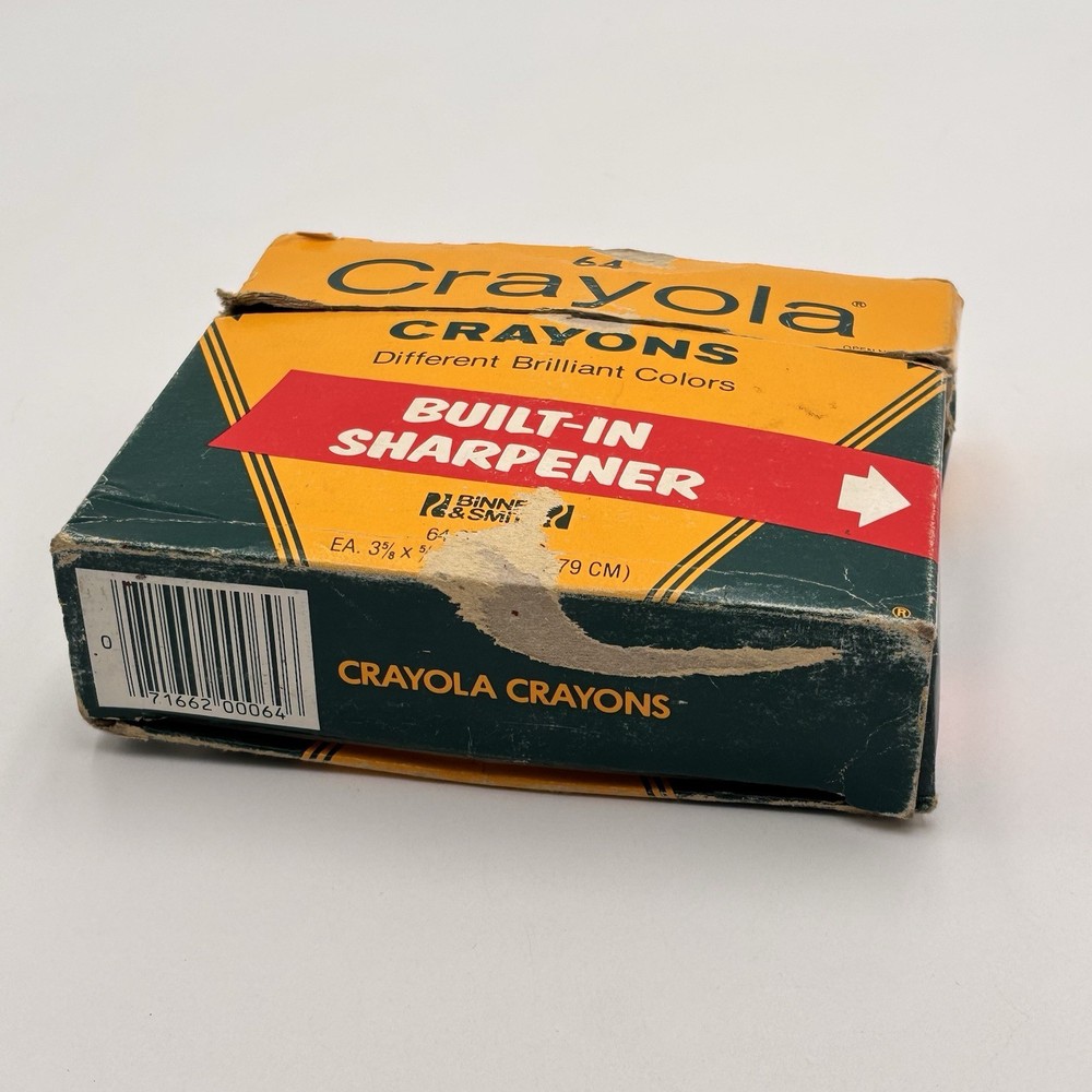 Vintage Crayola Crayons 64 Built In Sharpener Binney Smith~ Partial Use Retired