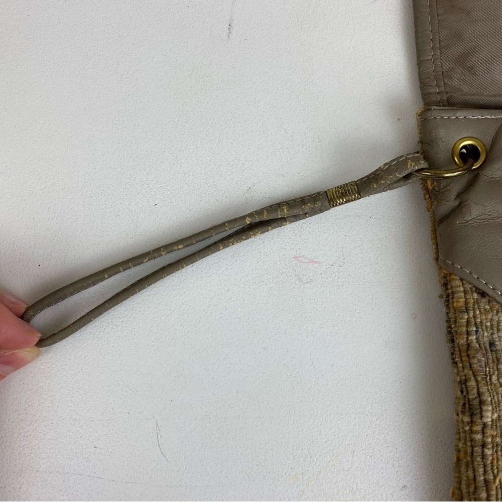 Vintage 80s Bagland Faux Leather Tapestry Patchwork Large Clutch Purse Wristlet