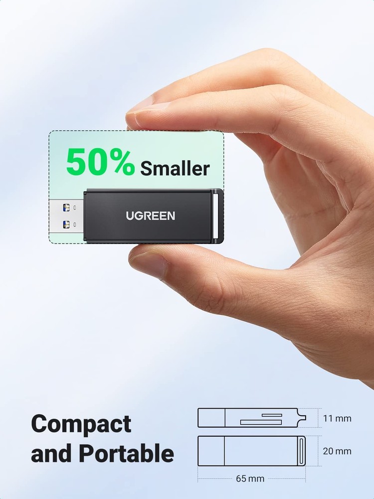 UGREEN SD Card Reader - Portable USB 3.0 Dual Slot Flash Memory Black
