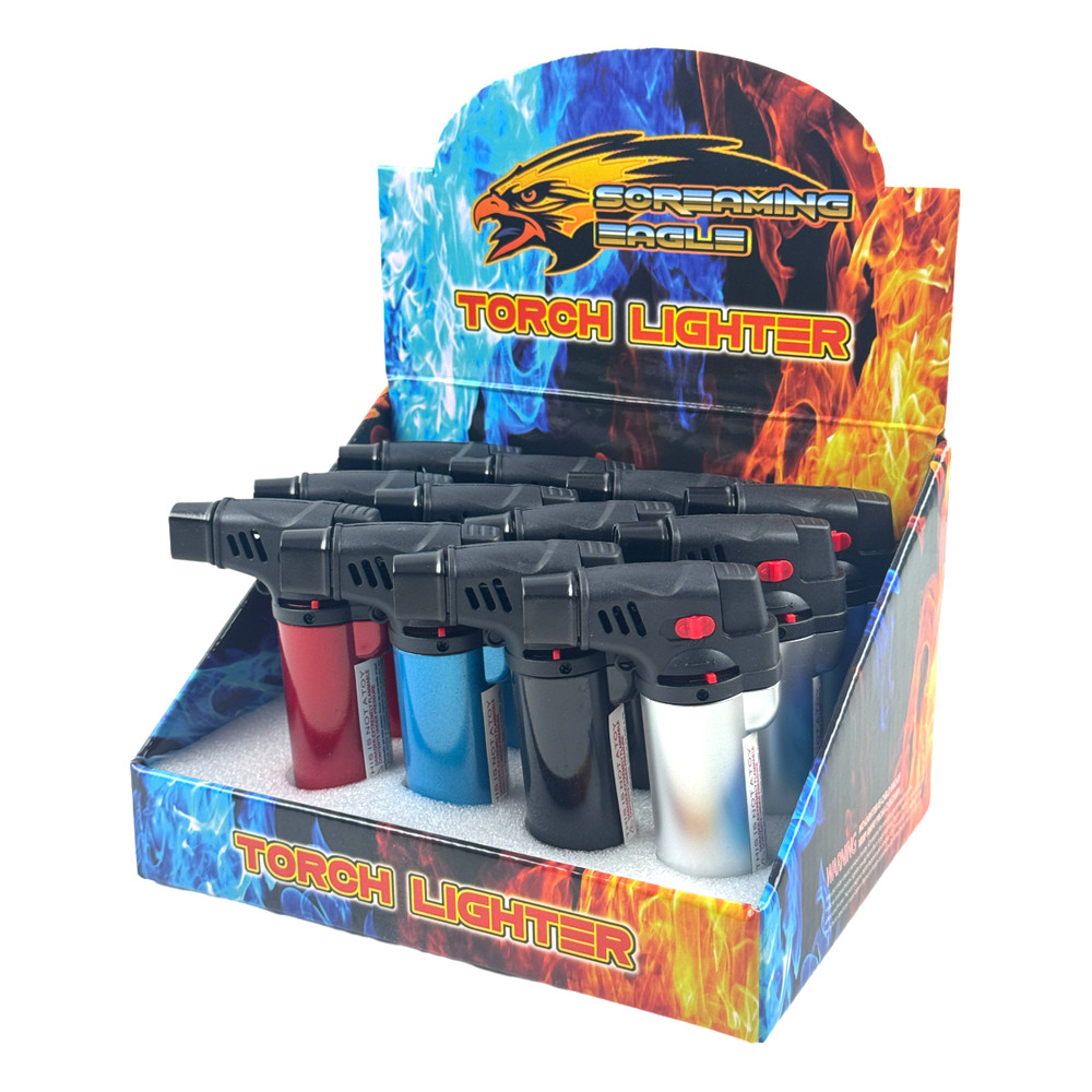 4 Pack Jumbo 4" Jet Flame Double Torch Refillable Lockable Windproof metalcolor