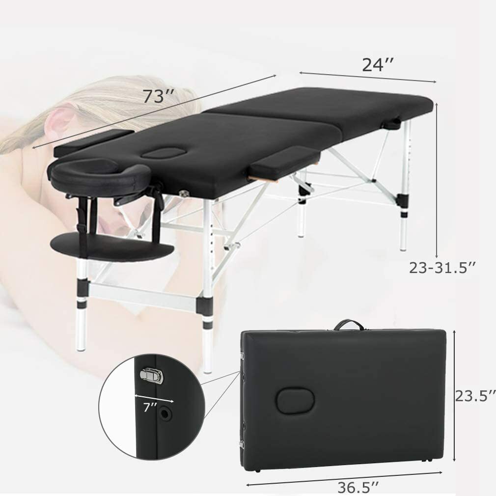 Aluminium Massage Table Massage Tables Portable Massage Bed Black/Pink