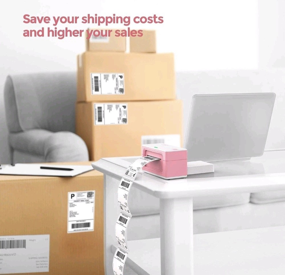 MUNBYN 4x6 Thermal Shipping Label Printer-Pink