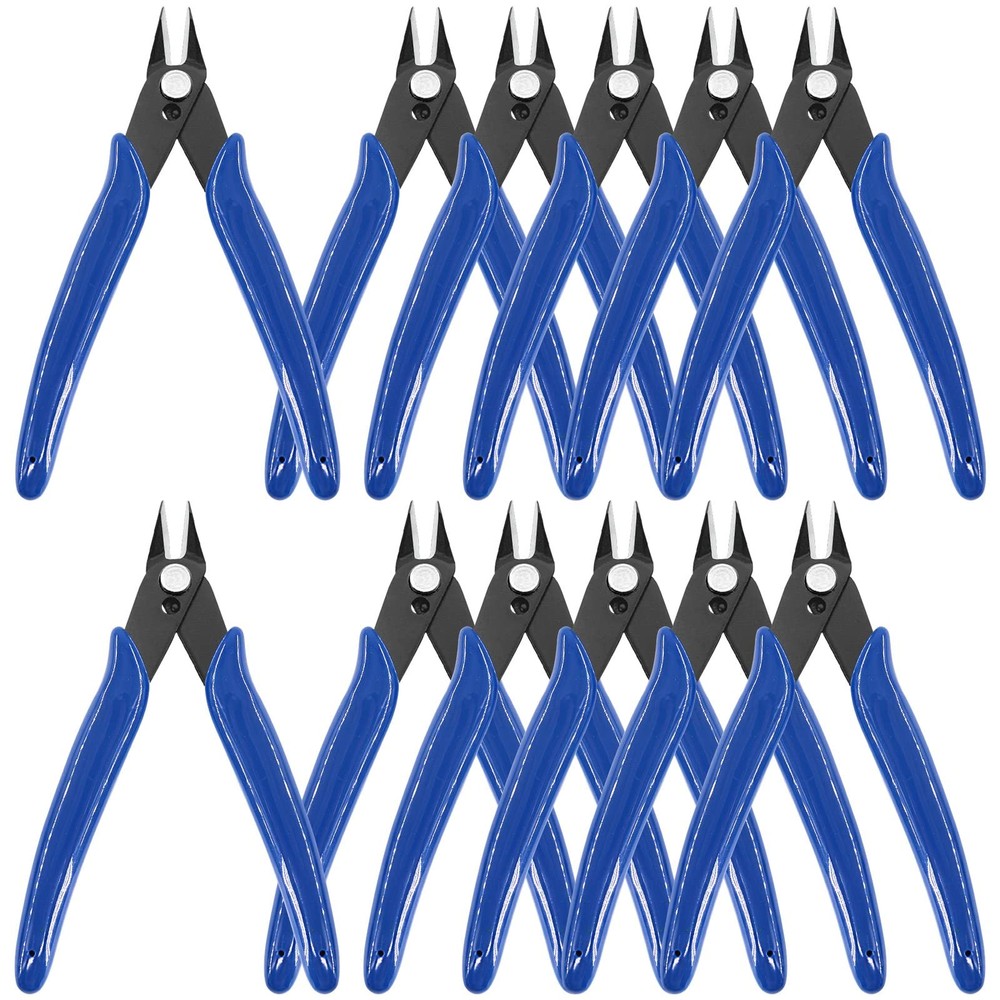 12Pcs 5" Wire Cutters with Internal Spring and Soft Rubber Handle, Mini Flush...