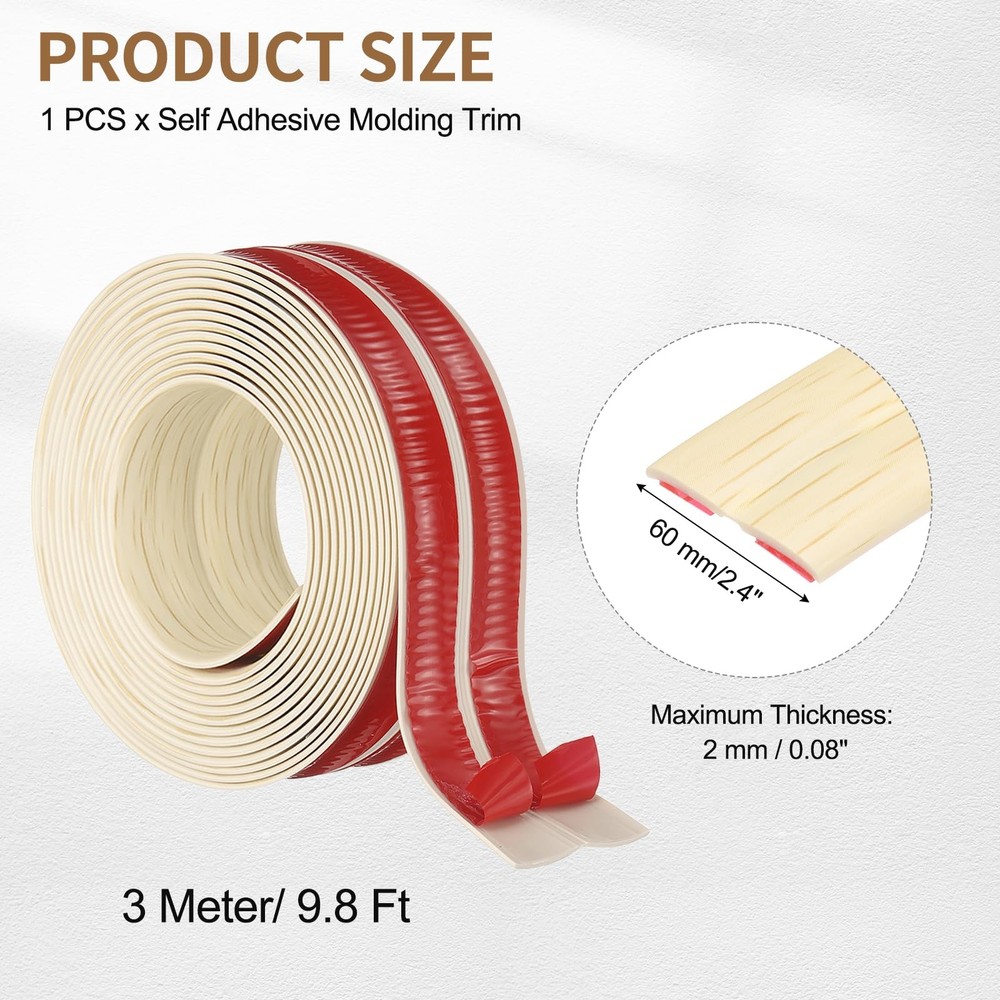 2.4 in x 9.8 ft Wall Corner Protector, Adhesive Wall Corner Guard Edge Protec...