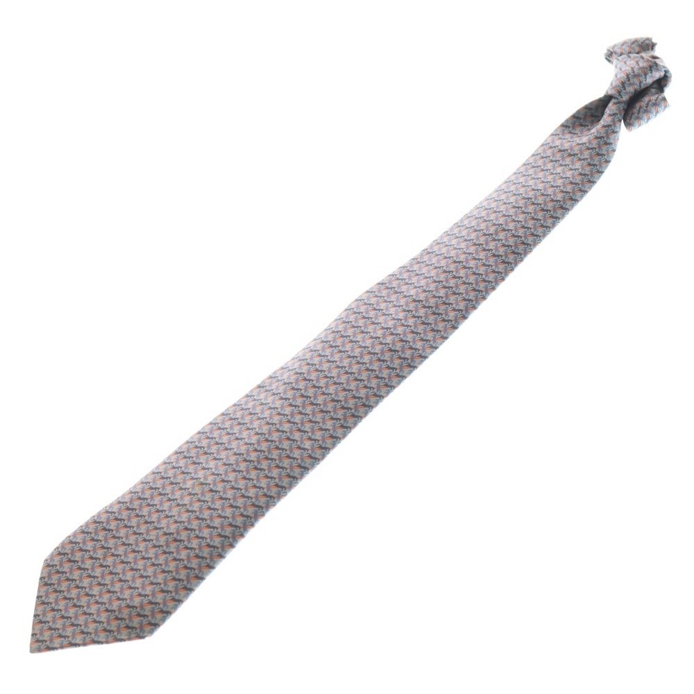 Hermes Allover Logo Hose Silk Tie Accessory Gray