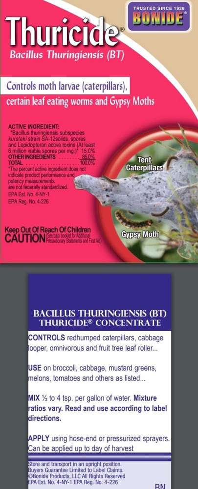 Bonide 8036 Thuricide Bacillus Thuringiensis (BT) 16 oz Liquid Insect Control