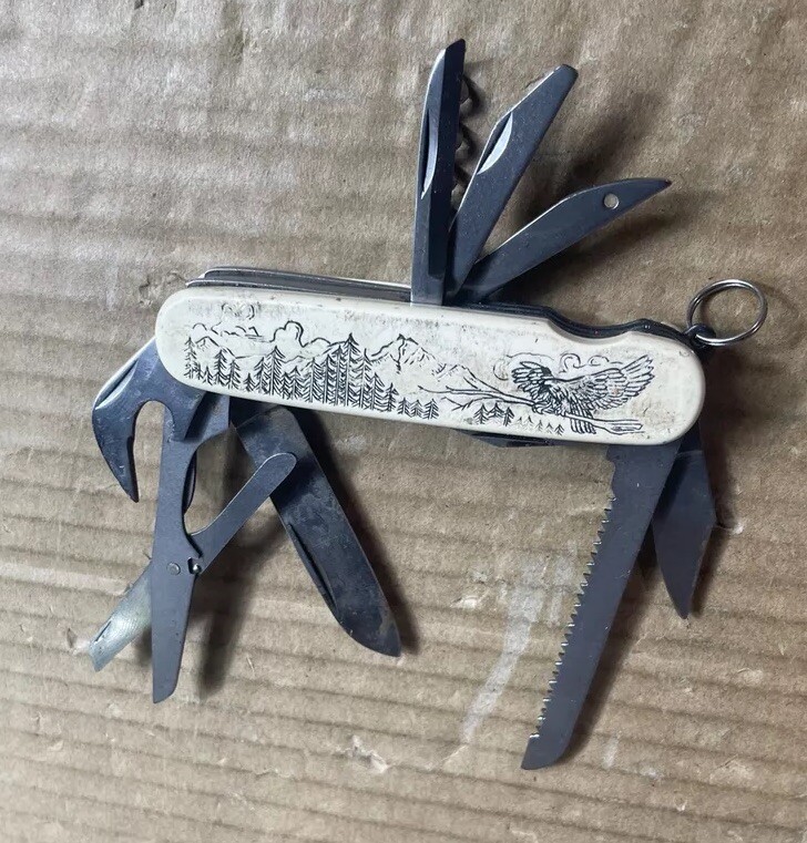 Vtg American Eagle 200th Anniversary Folding Pocket Knife 11 Function Multi Tool