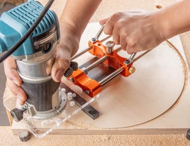 Router Guide Rail Adapter with Quick-Adjust System for Arc Cutting & Multi
