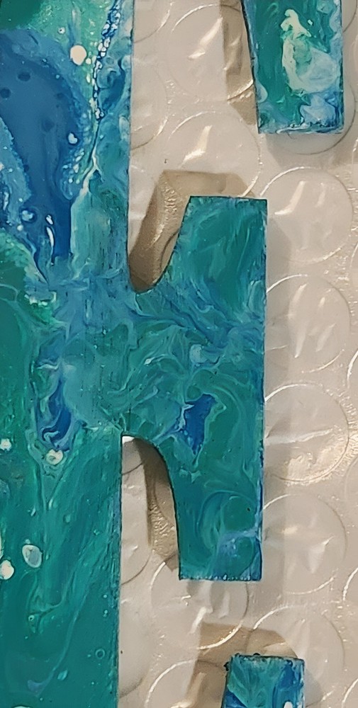 Unique Handpainted 4" Wood Letter "E"
