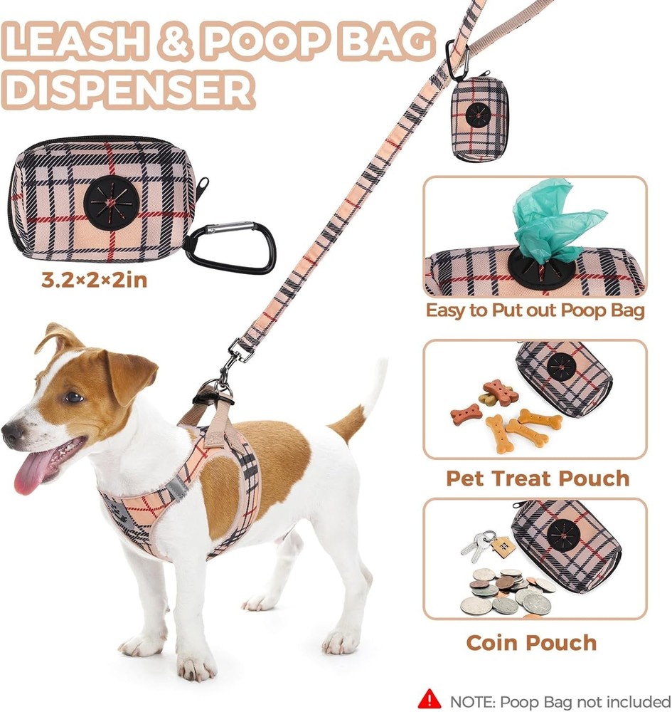 Dog Harness & Leash Set Step in No Pull Soft Pet Harness Reflective Adjustable